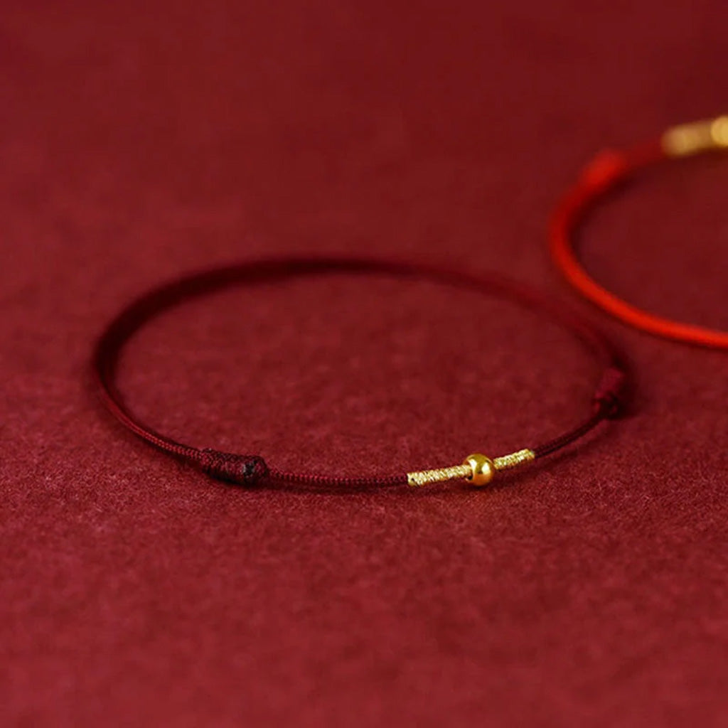 Adjustable Hand-Knotted Cord Bracelet or Anklet with Gold-Tone Bead — Confidence & Hope