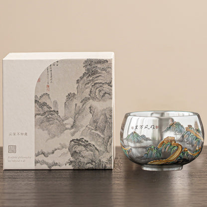 999 Silver Tea Cup – Emblem of Serenity & Blessing – Fine Hammered Finish | Zen Ara Grove