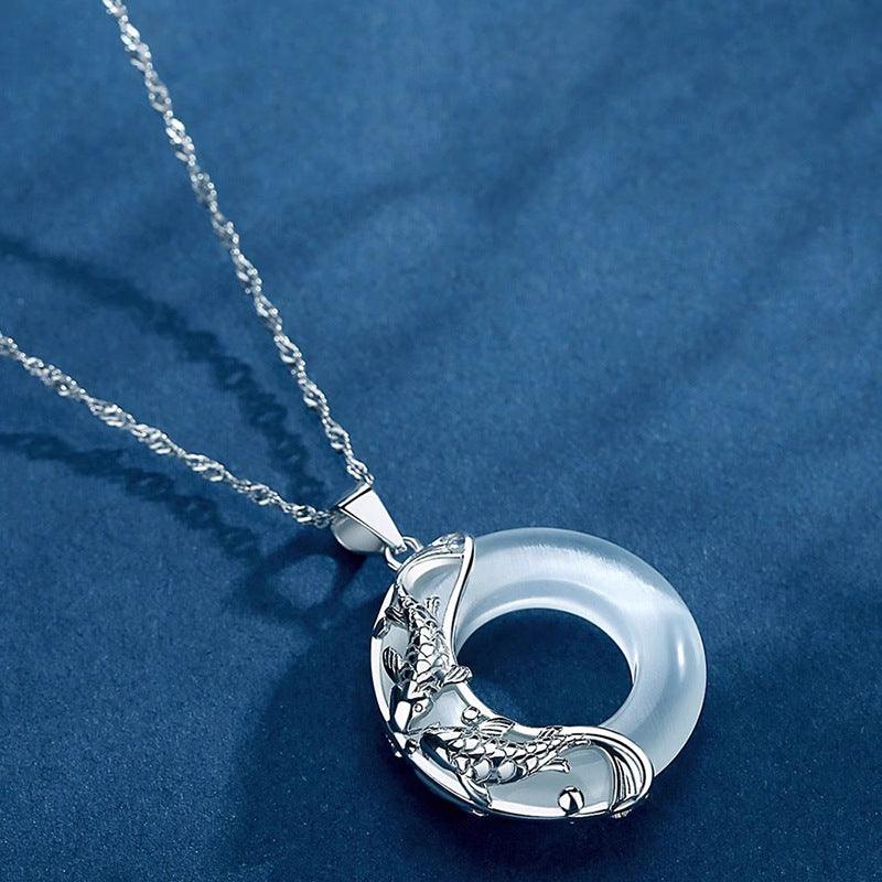 Fortune Koi Jade Peace Pendant