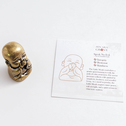 Hand‑Carved Brass "The Four Little Zen Monks" Figurines | Zen Ara Grove