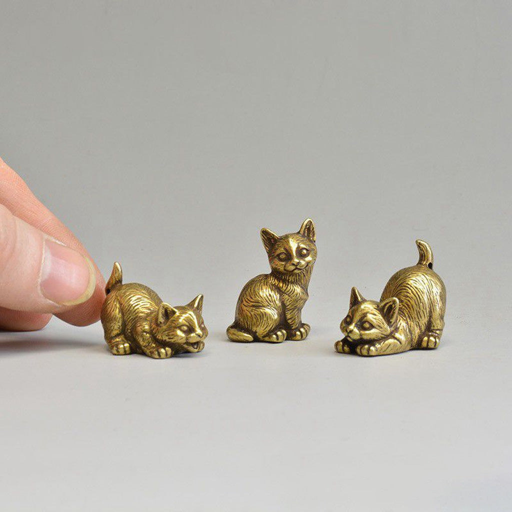 Little Brass Cat Charms – Playful Energy in Pocket-Sized Art | Zen Ara Grove