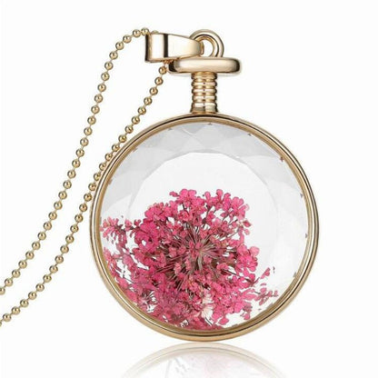 Round Real Flower Necklace – Nature’s Beauty, Forever Close | Zen Ara Grove