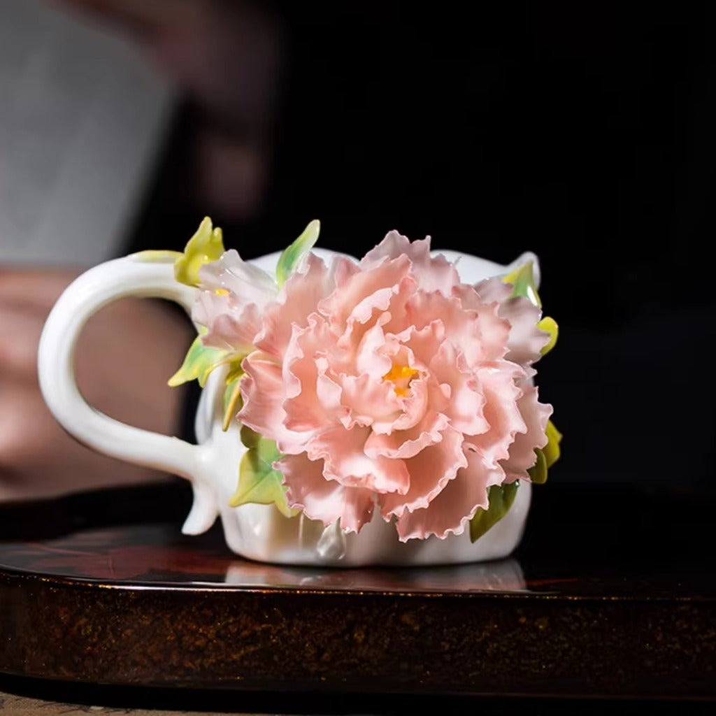 Limited Time Offer · Handcrafted Heritage Ceramic Flower Cup – Blossoms Alive on Porcelain | Zen Ara Grove