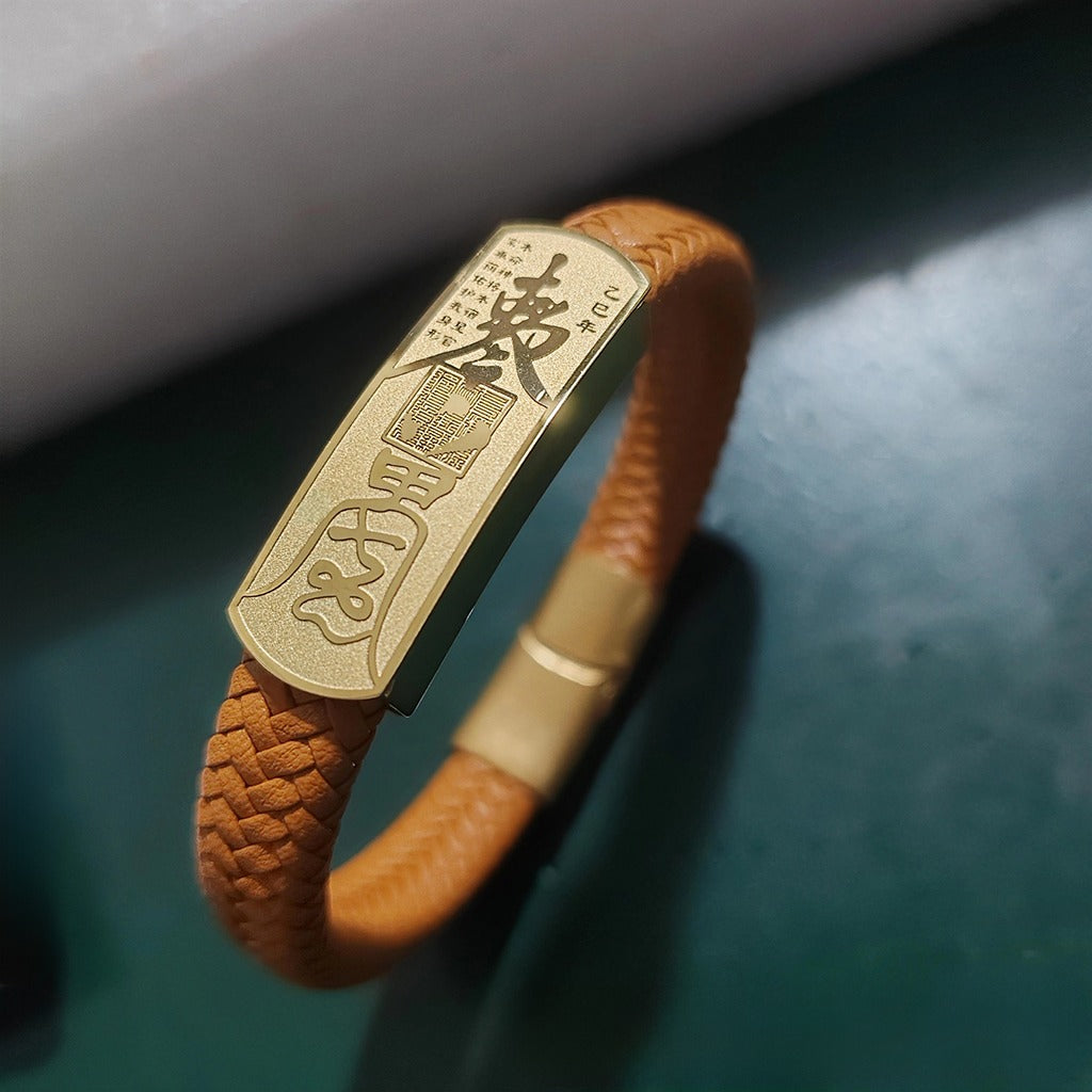 Orange Taisui Talisman Titanium Bracelet – Symbol of Protection and Courage | Zen Ara Grove