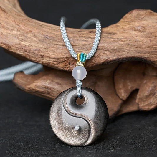 LIMITED TIME OFFER | Silver Obsidian Taiji Pendant  –  Balance and Harmony | Zen Ara Grove