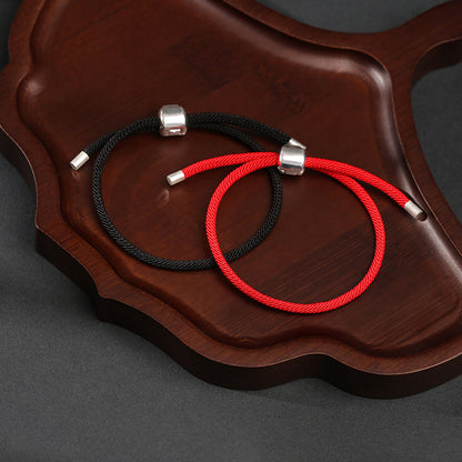 Adjustable Textured Cord Bracelet with Geometric Slider