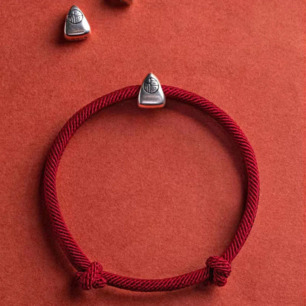 Adjustable Hand-Braided S925 Sterling Silver Fu Bracelet — Blessing & Strength