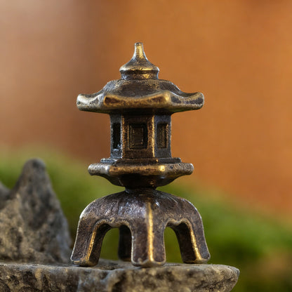 Mini Brass Stone Lantern Figurine – Symbol of Illumination and Tranquility | Zen Ara Grove