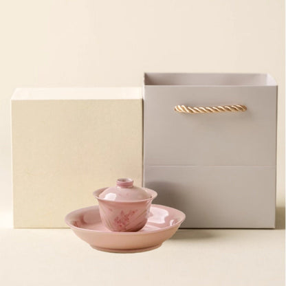 Pink Hand-Painted Magnolia Ceramic Teacup – Artistic Color Glaze Drinkware | Zen Ara Grove