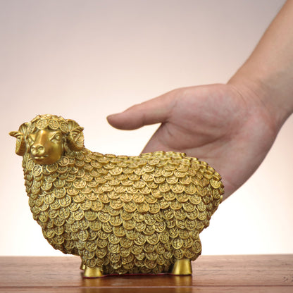 Brass Lucky Sheep Figurine – Symbol of Peace, Prosperity, and Blessings | Zen Ara Grove