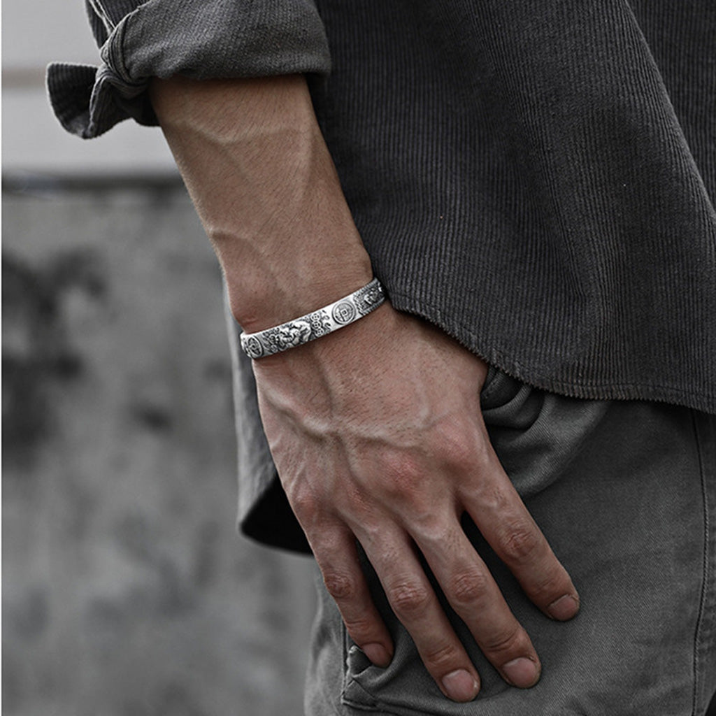 Limited Time Offer · Retro Silver‑Tone Pixiu Open Bangle – Symbol of Wealth and Protection | Zen Ara Grove
