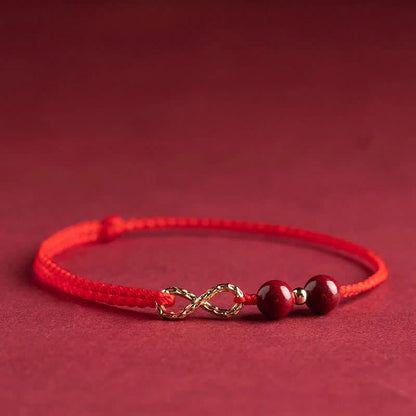 Adjustable Infinity Cord Bracelet with Cinnabar Beads