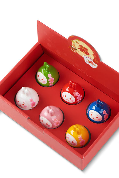 Lucky Rabbit Ceramic Figurine – Red Charm for Good Fortune | Zen Ara Grove