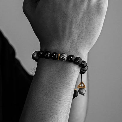 Handmade Adjustable Cord – Volcanic Stone & Polished Obsidian, Galaxy Style | Zen Ara Grove