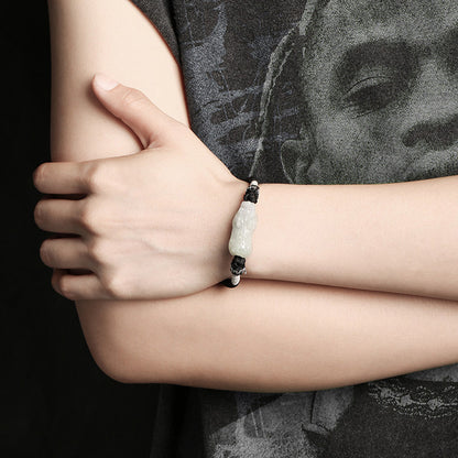 Adjustable Jade Pixiu Rope Bracelet – Charm for Luck and Balance | Zen Ara Grove