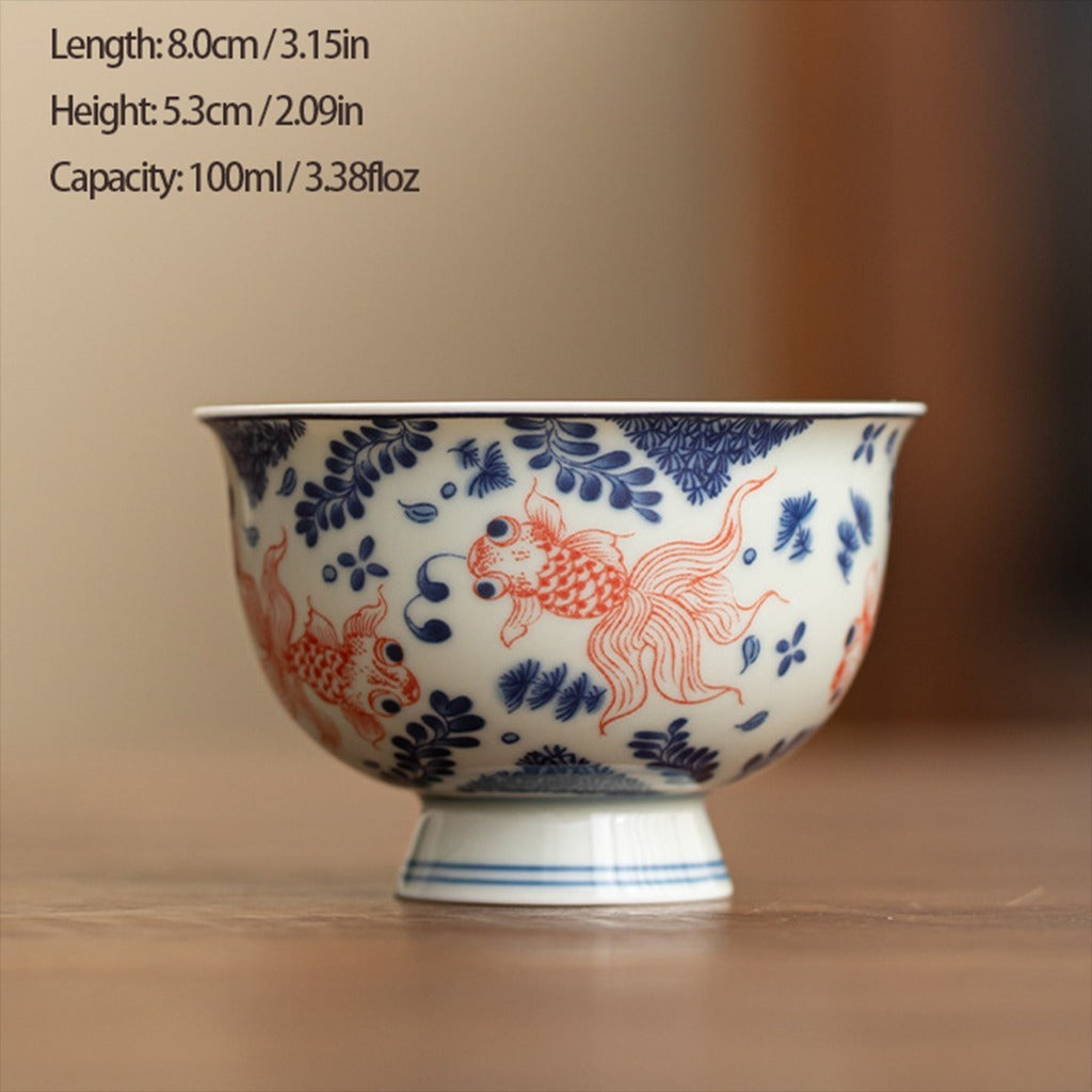 Antique-Style Celadon Blue-and-White Single Cup – Handcrafted Ceramic Tea Ware | Zen Ara Grove