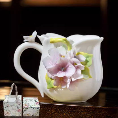 Limited Time Offer · Handcrafted Heritage Porcelain Cup – Tulip Blossoms Growing from the Surface | Zen Ara Grove