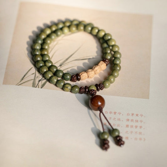 Natural Sandalwood & Passion Seed Bracelet — Calm in Every Bead | Zen Ara Grove