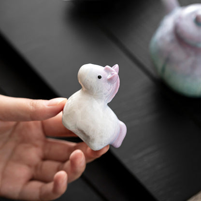 Ceramic Horse Figurine with Gradient Purple Crystalline Glaze – Artistic Shine and Serenity | Zen Ara Grove