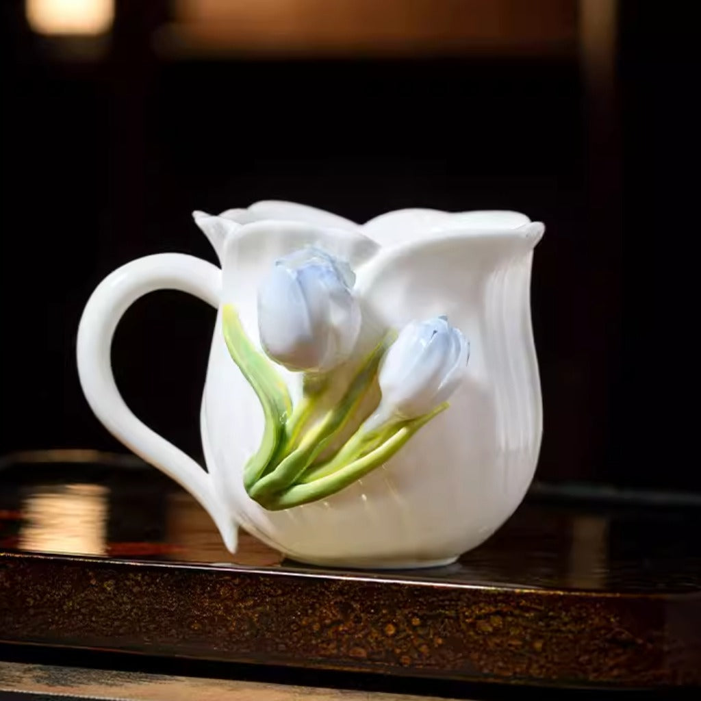 Handcrafted Ceramic Cup with Gourd Blossom – Living Art on Your Teacup | Zen Ara Grove