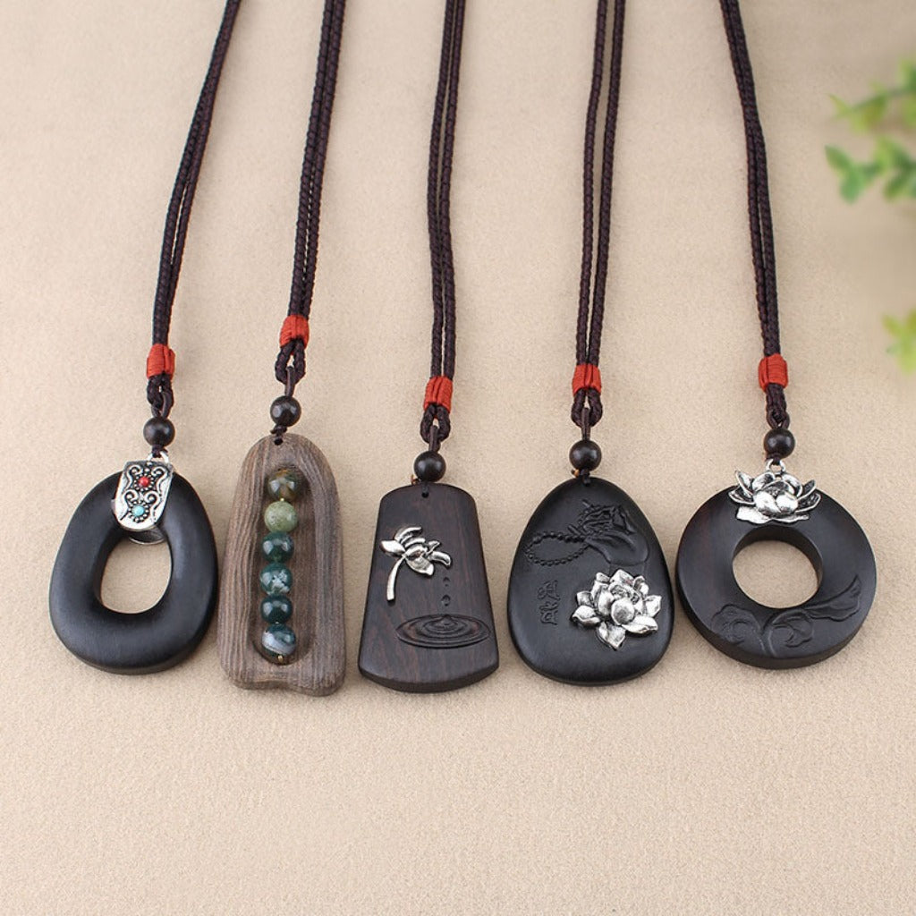 Black Ebony Lotus Pendant｜Dark Serenity in Bloom | Zen Ara Grove