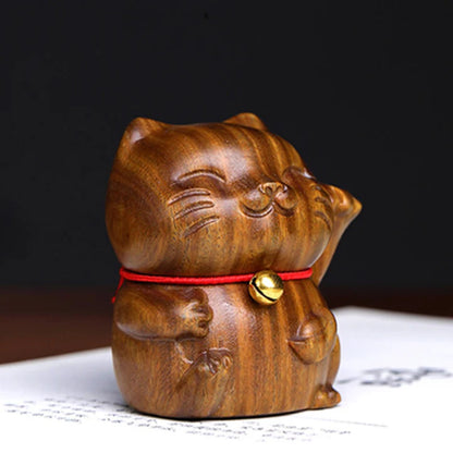 Green Sandalwood Small Mini Cute Lucky Cat Peace Decorations| Zen Ara Grove