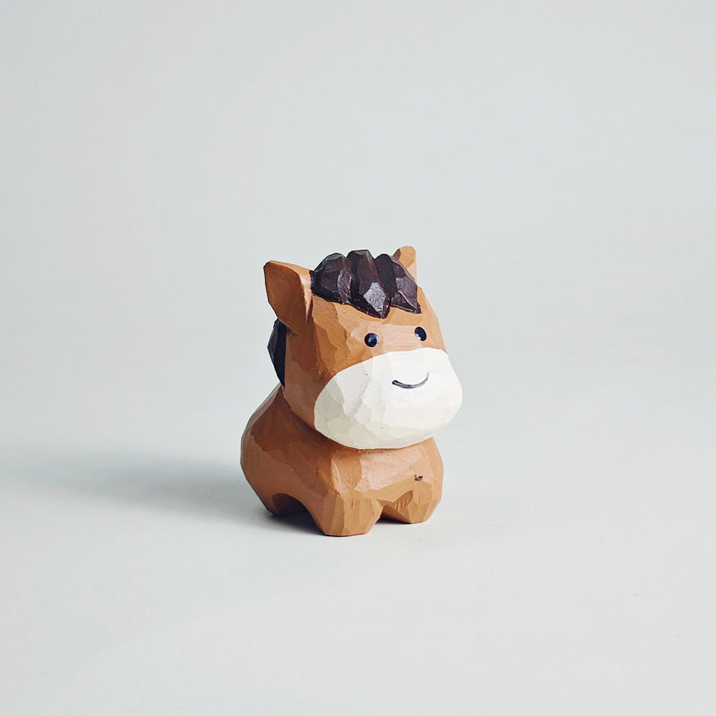 Hand-Carved Brown Wooden Horse Figurine – Rustic Charm and Timeless Craft | Zen Ara Grove