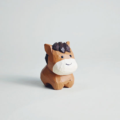 Hand-Carved Brown Wooden Horse Figurine – Rustic Charm and Timeless Craft | Zen Ara Grove