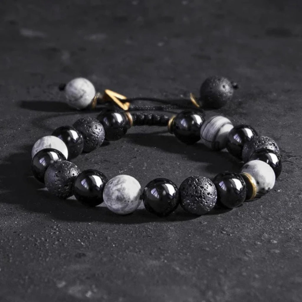 Handmade Adjustable Cord – Volcanic Stone & Polished Obsidian, Galaxy Style | Zen Ara Grove