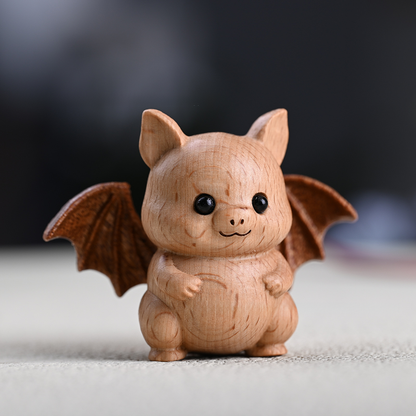 Whimsical Beech Wood Baby Bat – Artisanal Joint Design Wooden Decor | Zen Ara Grove