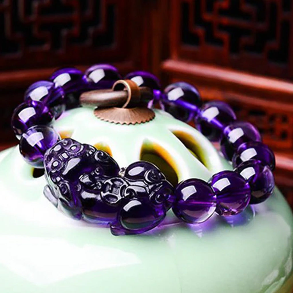 Amethyst Pixiu Bracelet — Symbol of Serenity & Protection | Zen Ara Grove