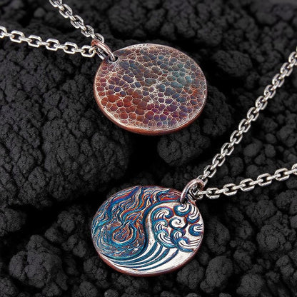 Yin Yang Silver Pendant with Fire & Water Elements – Balance & Harmony | Zen Ara Grove