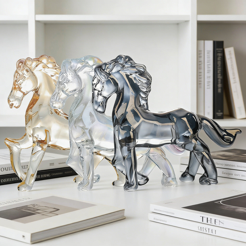 Handcrafted Crystal Glass Horse Ornament – Capturing Movement, Spirit, and Balance | Zen Ara Grove
