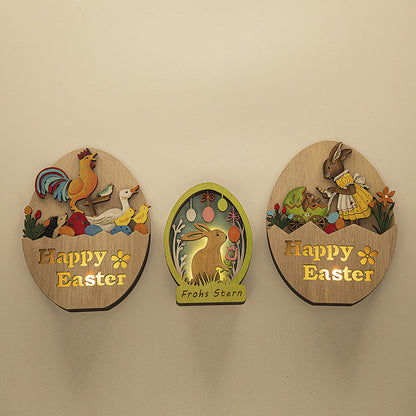 Easter Wooden LED Bunny & Chicken Décor – Symbol of Light & Hope | Zen Ara Grove