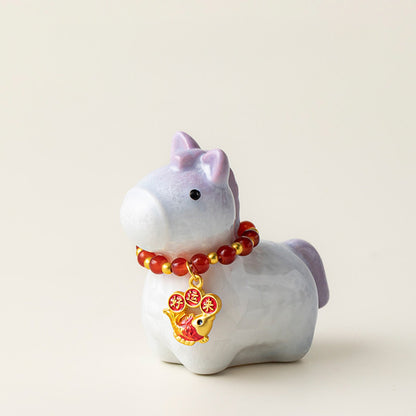 Ceramic Horse Figurine with Gradient Purple Crystalline Glaze – Artistic Shine and Serenity | Zen Ara Grove