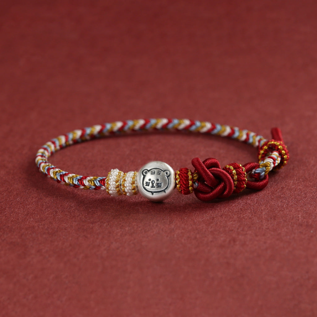 999 Silver 12 Zodiac Bead Braided Multi‑Color Adjustable Bracelet –Fortune & Peace | Zen Ara Grove