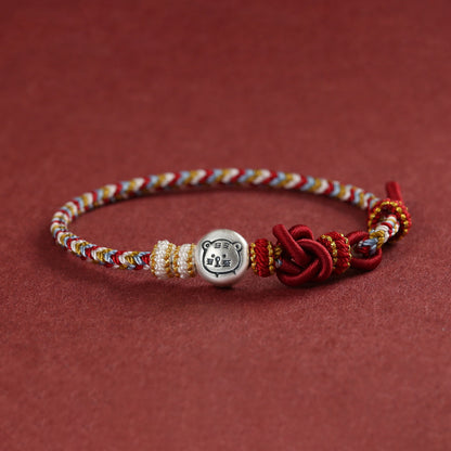 999 Silver 12 Zodiac Bead Braided Multi‑Color Adjustable Bracelet –Fortune & Peace | Zen Ara Grove