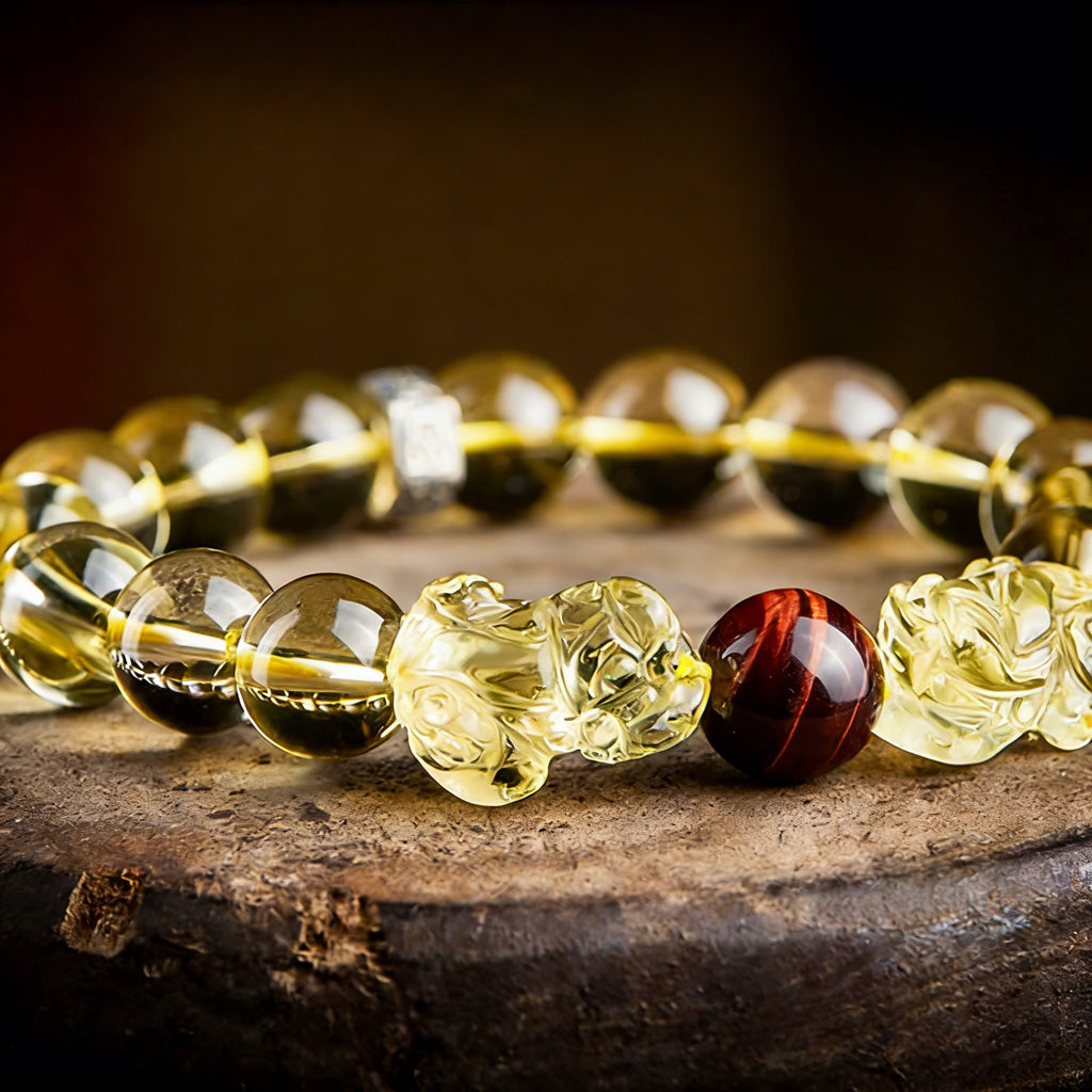 Yellow Citrine Double Pixiu Bracelet — Meaning of Wealth & Fortune| Zen Ara Grove