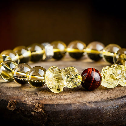 Yellow Citrine Double Pixiu Bracelet — Meaning of Wealth & Fortune| Zen Ara Grove