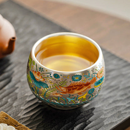999 Silver Tea Cup – Emblem of Serenity & Blessing – Fine Hammered Finish | Zen Ara Grove