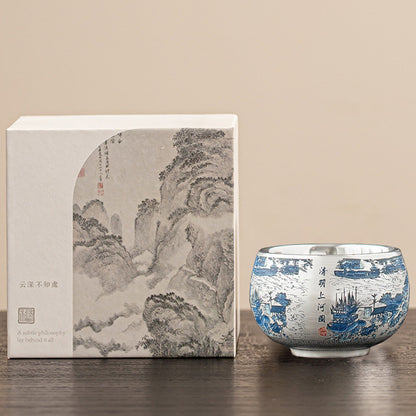 999 Silver Tea Cup – Emblem of Serenity & Blessing – Fine Hammered Finish | Zen Ara Grove