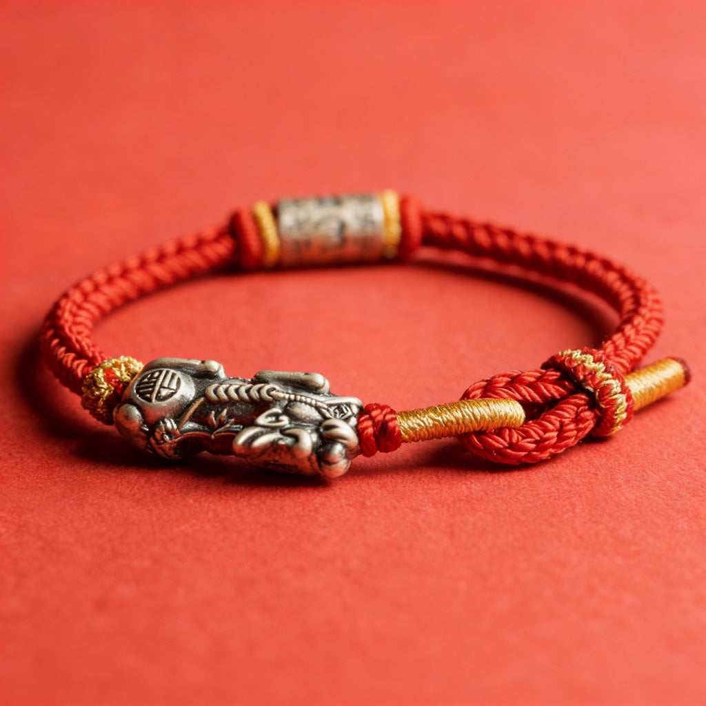 S925 Pixiu Red Rope Bracelet — Meaning of Prosperity | Zen Ara Grove