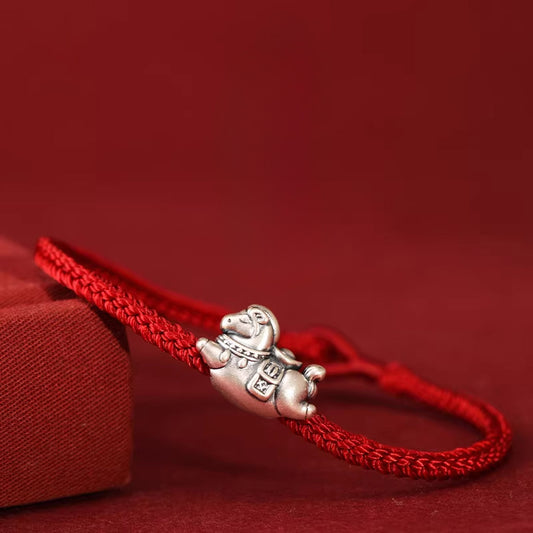 Sterling Silver Horse Charm Bracelet – Adjustable Braided Cord for Good Fortune | Zen Ara Grove