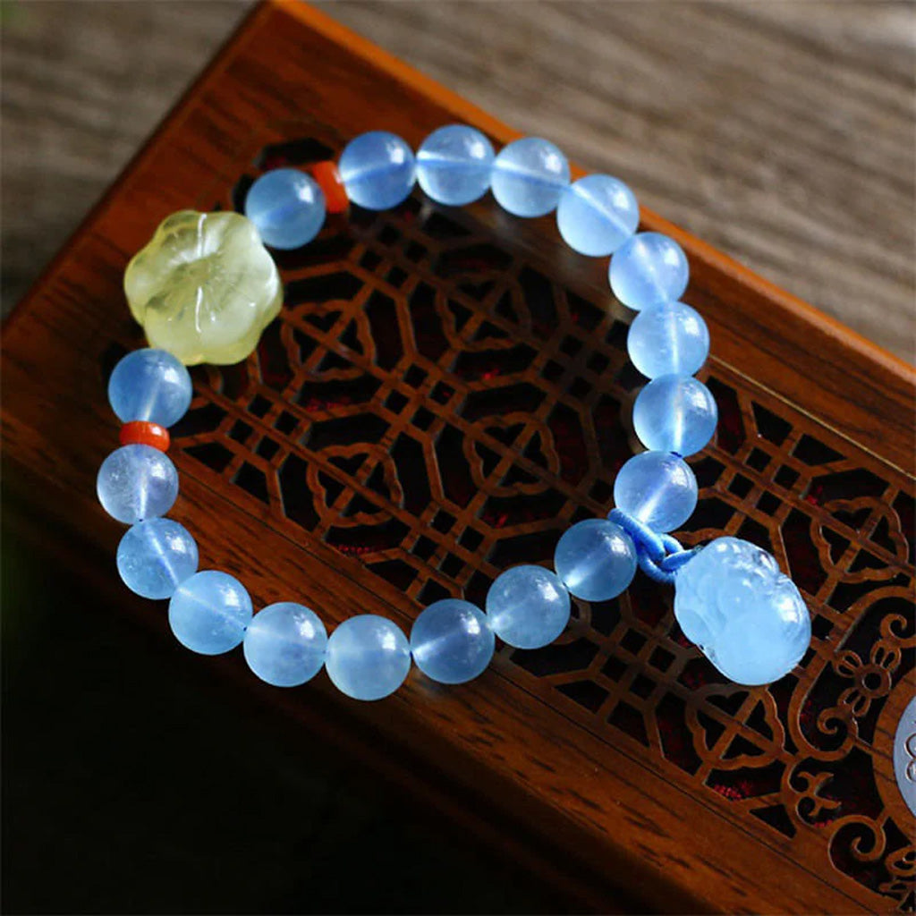Natural Aquamarine Pixiu Bracelet – The Guardian of Wealth & Fortune | Zen Ara Grove