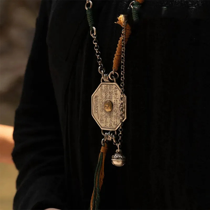 Daoist “Mountain Spirit” Coin Pendant with Tassel & Bell – Harmony & Protection | Zen Ara Grove
