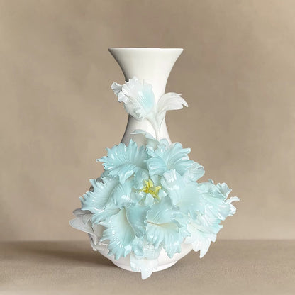Handcrafted Heritage Ceramic Peony Vase – Blossoms Growing from the Surface | Zen Ara Grove