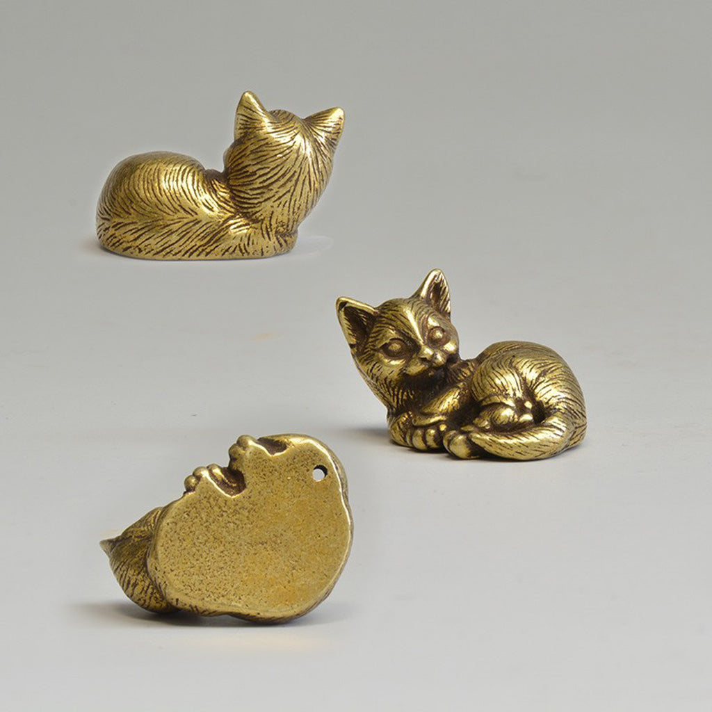 Little Brass Cat Charms – Playful Energy in Pocket-Sized Art | Zen Ara Grove