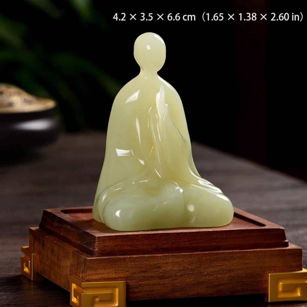 Handcrafted Jade Buddha Figurine – Minimalist Meditation Sculpture | Zen Ara Grove