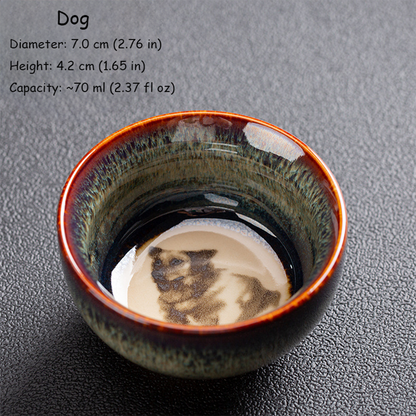 Handcrafted Kiln‑Change Ceramic Teacup with Zodiac Animal Motifs for Good Fortune | Zen Ara Grove
