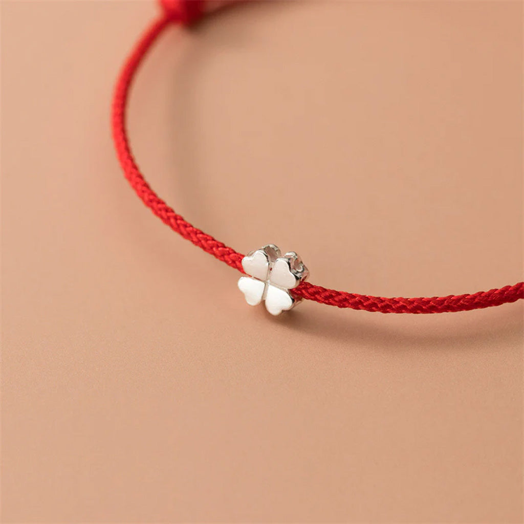 Adjustable Four-Leaf Clover Cord Bracelet — Good Luck & Hope